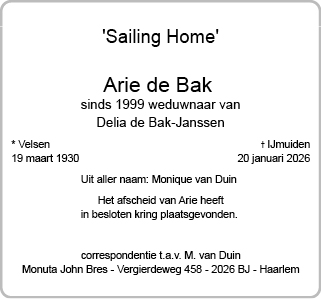Familiebericht/overlijdensbericht