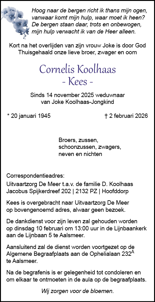 Familiebericht/overlijdensbericht