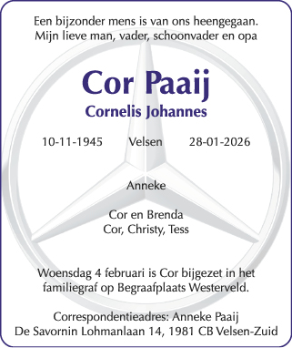 Familiebericht/overlijdensbericht