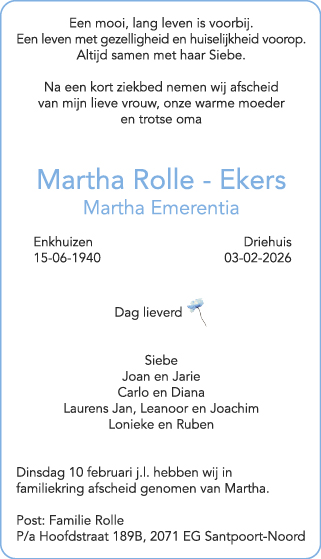 Familiebericht/overlijdensbericht