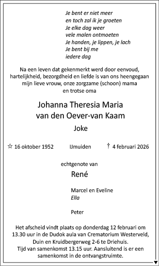 Familiebericht/overlijdensbericht