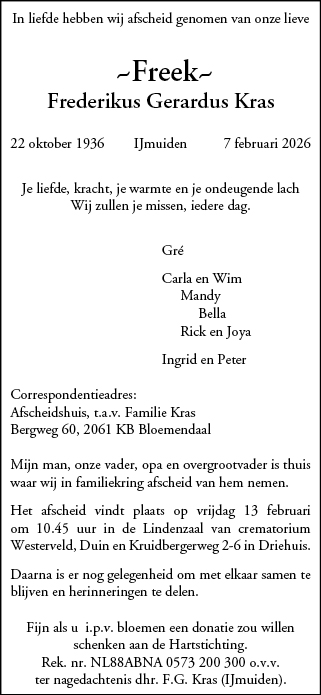 Familiebericht/overlijdensbericht