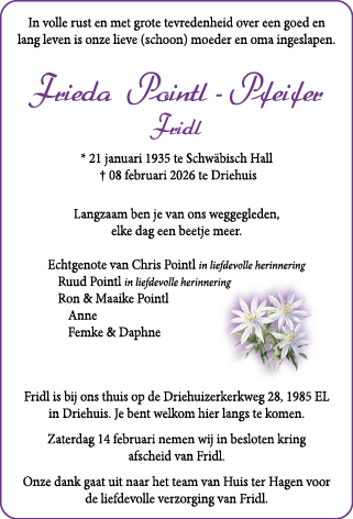 Familiebericht/overlijdensbericht