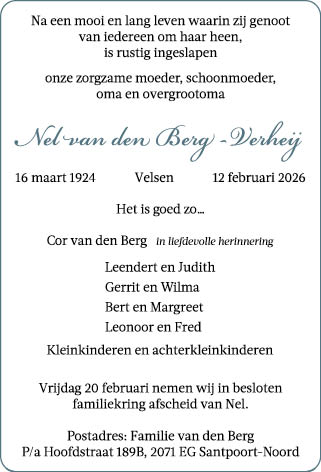 Familiebericht/overlijdensbericht