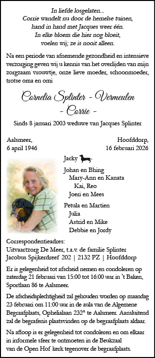 Familiebericht/overlijdensbericht