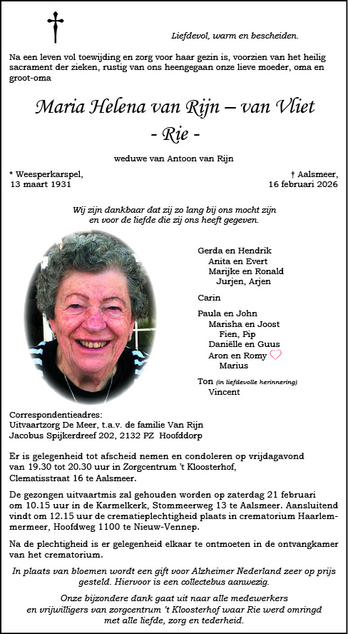 Familiebericht/overlijdensbericht