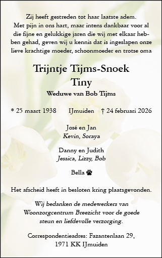 Familiebericht/overlijdensbericht