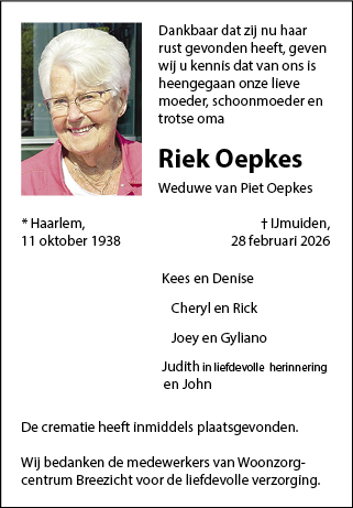 Familiebericht/overlijdensbericht