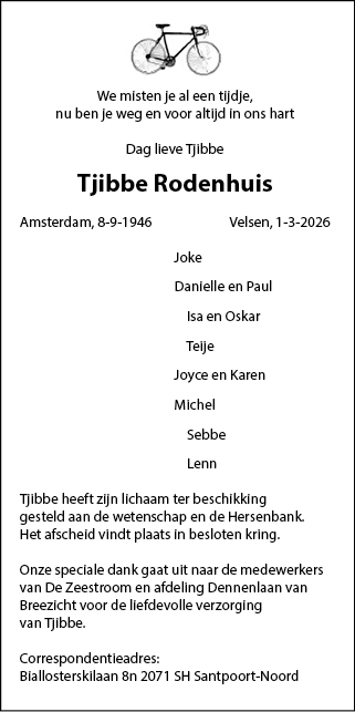 Familiebericht/overlijdensbericht