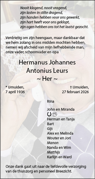 Familiebericht/overlijdensbericht