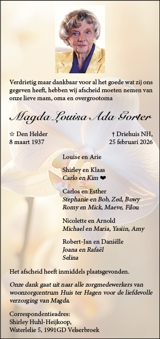 Familiebericht/overlijdensbericht