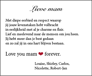 Familiebericht/overlijdensbericht