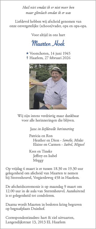 Familiebericht/overlijdensbericht