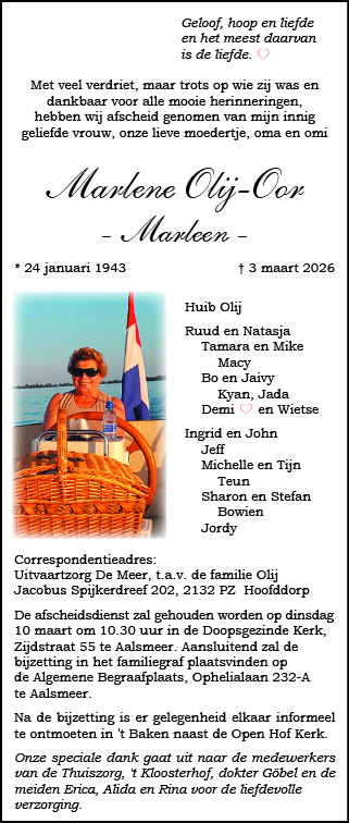 Familiebericht/overlijdensbericht