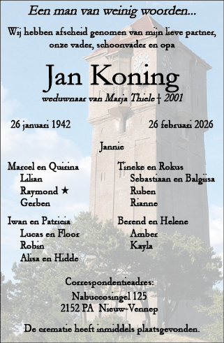 Familiebericht/overlijdensbericht