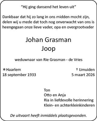 Familiebericht/overlijdensbericht