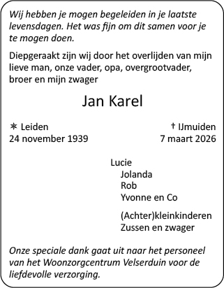 Familiebericht/overlijdensbericht