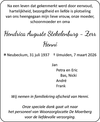 Familiebericht/overlijdensbericht