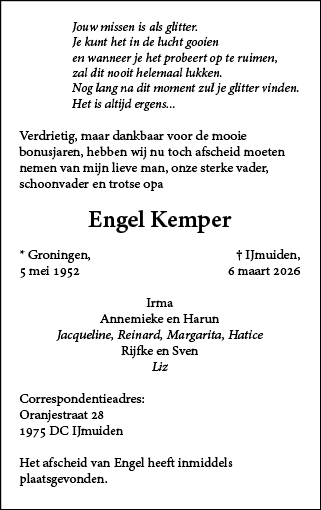 Familiebericht/overlijdensbericht