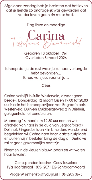 Familiebericht/overlijdensbericht