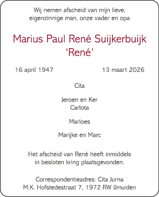 Familiebericht/overlijdensbericht