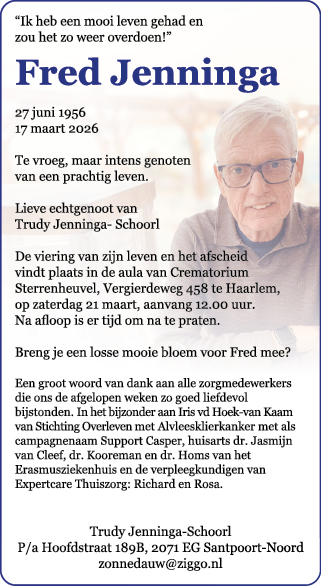 Familiebericht/overlijdensbericht