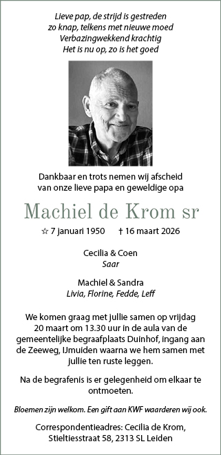 Familiebericht/overlijdensbericht