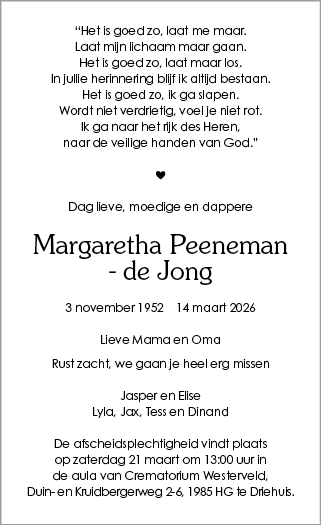 Familiebericht/overlijdensbericht