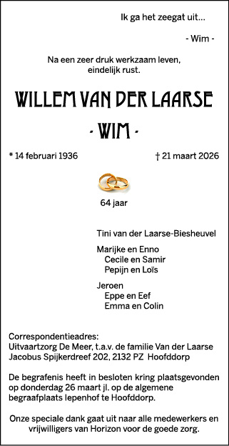 Familiebericht/overlijdensbericht