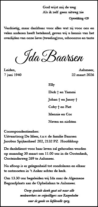 Familiebericht/overlijdensbericht