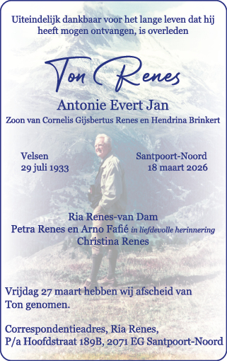 Familiebericht/overlijdensbericht