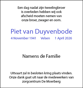 Familiebericht/overlijdensbericht