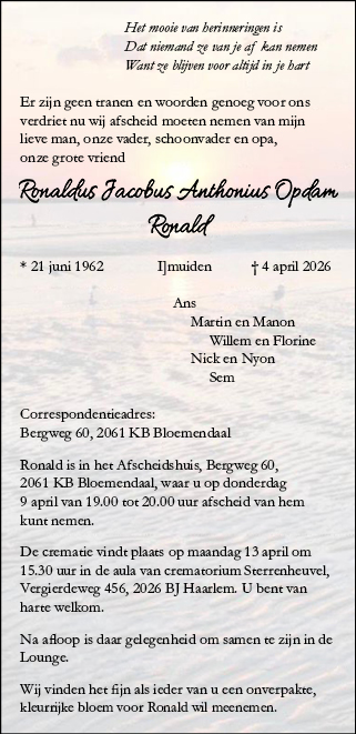 Familiebericht/overlijdensbericht