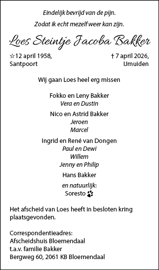 Familiebericht/overlijdensbericht