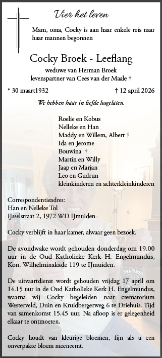 Familiebericht/overlijdensbericht