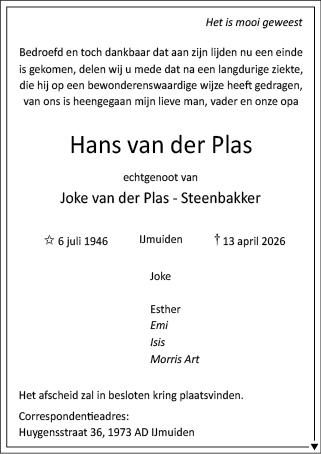 Familiebericht/overlijdensbericht