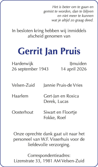 Familiebericht/overlijdensbericht