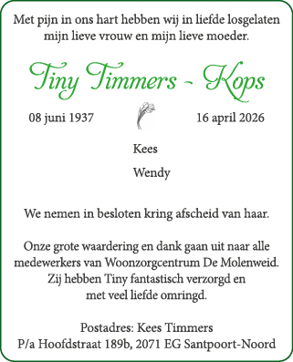 Familiebericht/overlijdensbericht