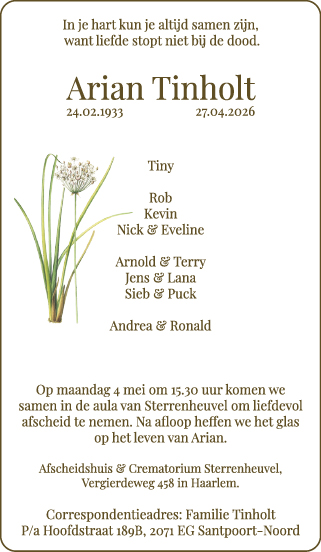 Familiebericht/overlijdensbericht