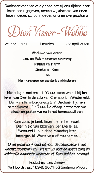 Familiebericht/overlijdensbericht