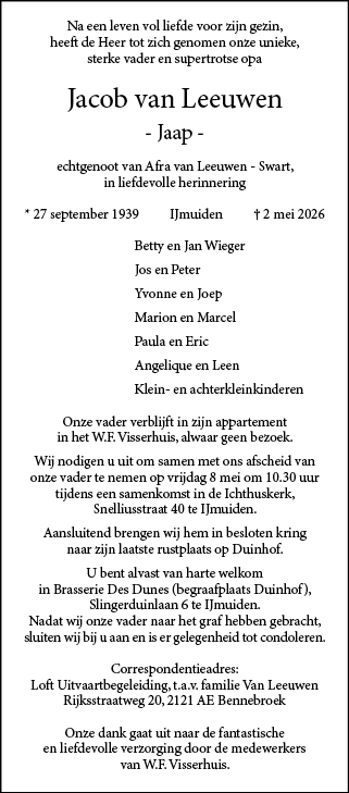 Familiebericht/overlijdensbericht