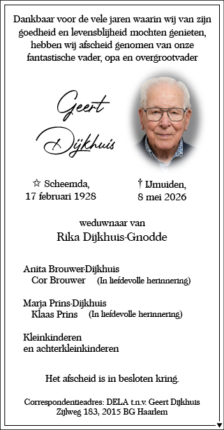 Familiebericht/overlijdensbericht