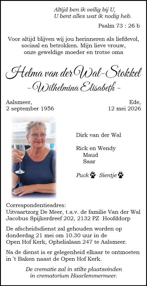 Familiebericht/overlijdensbericht