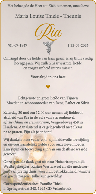 Familiebericht/overlijdensbericht