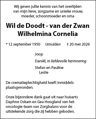 Familiebericht/overlijdensbericht