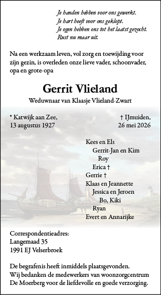 Familiebericht/overlijdensbericht