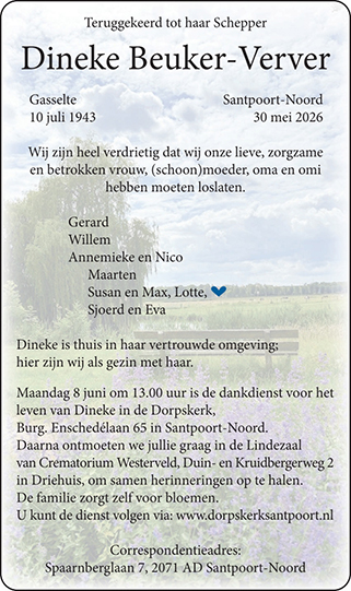 Familiebericht/overlijdensbericht