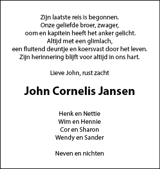Familiebericht/overlijdensbericht