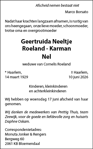 Familiebericht/overlijdensbericht