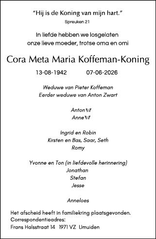 Familiebericht/overlijdensbericht